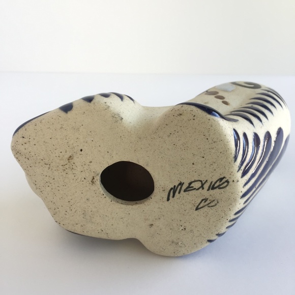 Tonala Pottery Folkart Kitschy Stretching Amused made in Mexico Cat - Picture 5 of 7